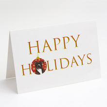 Load image into Gallery viewer, Pit Bull Brindle #2 Happy Holidays Greeting Cards -  Blank Note Cards – 8-Pack of Artist-Designed Cards with Envelopes