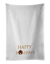 Load image into Gallery viewer, Pit Bull Chocolate Happy Holidays White Kitchen Towel Set of 2