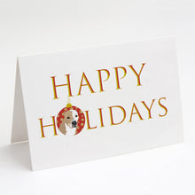 Load image into Gallery viewer, Pit Bull Fawn #4 Happy Holidays Greeting Cards -  Blank Note Cards – 8-Pack of Artist-Designed Cards with Envelopes