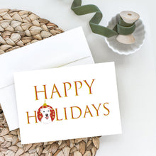 Load image into Gallery viewer, Pit Bull White #1 Happy Holidays Greeting Cards -  Blank Note Cards – 8-Pack of Artist-Designed Cards with Envelopes