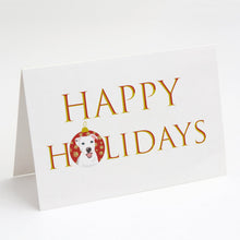 Load image into Gallery viewer, Pit Bull White #1 Happy Holidays Greeting Cards -  Blank Note Cards – 8-Pack of Artist-Designed Cards with Envelopes