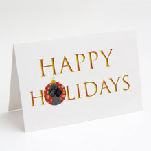 Load image into Gallery viewer, Poodle Standard Black Happy Holidays Greeting Cards -  Blank Note Cards – 8-Pack of Artist-Designed Cards with Envelopes