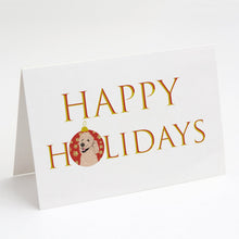 Load image into Gallery viewer, Poodle Standard Cafe Au Lait Happy Holidays Greeting Cards -  Blank Note Cards – 8-Pack of Artist-Designed Cards with Envelopes