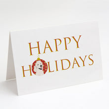 Load image into Gallery viewer, Poodle Standard White Happy Holidays Greeting Cards -  Blank Note Cards – 8-Pack of Artist-Designed Cards with Envelopes