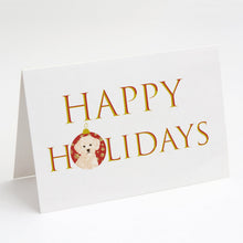 Load image into Gallery viewer, Poodle Toy Cream Happy Holidays Greeting Cards -  Blank Note Cards – 8-Pack of Artist-Designed Cards with Envelopes