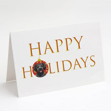 Load image into Gallery viewer, Poodle Toy Grey Happy Holidays Greeting Cards -  Blank Note Cards – 8-Pack of Artist-Designed Cards with Envelopes