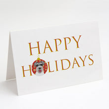 Load image into Gallery viewer, Schnauzer Salt and Pepper #3 Happy Holidays Greeting Cards -  Blank Note Cards – 8-Pack of Artist-Designed Cards with Envelopes
