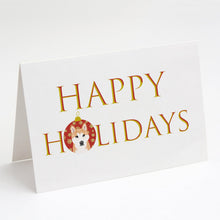 Load image into Gallery viewer, Shiba Inu Red #1 Happy Holidays Greeting Cards -  Blank Note Cards – 8-Pack of Artist-Designed Cards with Envelopes