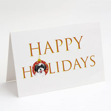 Load image into Gallery viewer, Shih-Tzu Black and White #3 Happy Holidays Greeting Cards -  Blank Note Cards – 8-Pack of Artist-Designed Cards with Envelopes