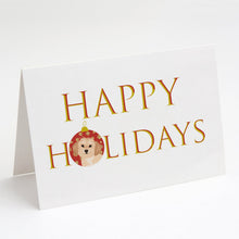 Load image into Gallery viewer, Shih-Tzu Gold #1 Happy Holidays Greeting Cards -  Blank Note Cards – 8-Pack of Artist-Designed Cards with Envelopes