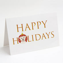 Load image into Gallery viewer, Shih-Tzu Gold #6 Happy Holidays Greeting Cards -  Blank Note Cards – 8-Pack of Artist-Designed Cards with Envelopes
