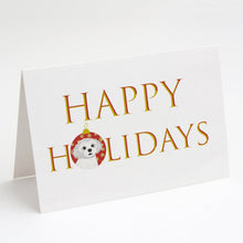 Load image into Gallery viewer, Shih-Tzu Silver and White #1 Happy Holidays Greeting Cards -  Blank Note Cards – 8-Pack of Artist-Designed Cards with Envelopes