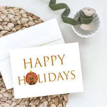 Load image into Gallery viewer, Yorkie Black and Gold #1 Happy Holidays Greeting Cards -  Blank Note Cards – 8-Pack of Artist-Designed Cards with Envelopes