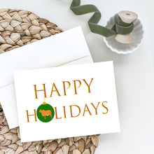 Load image into Gallery viewer, Zebu Indicine Cow Happy Holidays Christmas Greeting Cards -  Blank Note Cards – 8-Pack of Artist-Designed Cards with Envelopes