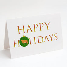 Load image into Gallery viewer, Zebu Indicine Cow Happy Holidays Christmas Greeting Cards -  Blank Note Cards – 8-Pack of Artist-Designed Cards with Envelopes