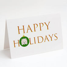 Load image into Gallery viewer, American Eskimo Happy Holidays Christmas Greeting Cards -  Blank Note Cards – 8-Pack of Artist-Designed Cards with Envelopes