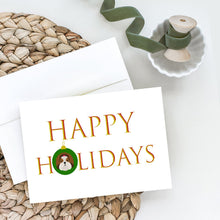 Load image into Gallery viewer, Imperial Shih Tzu Happy Holidays Christmas Greeting Cards -  Blank Note Cards – 8-Pack of Artist-Designed Cards with Envelopes