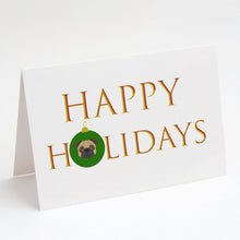 Load image into Gallery viewer, Pug Happy Holidays Christmas Greeting Cards -  Blank Note Cards – 8-Pack of Artist-Designed Cards with Envelopes