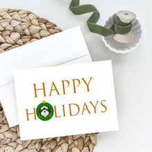 Load image into Gallery viewer, Tibetan Terrier Happy Holidays Christmas Greeting Cards -  Blank Note Cards – 8-Pack of Artist-Designed Cards with Envelopes