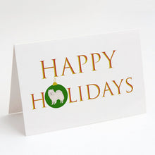 Load image into Gallery viewer, American Eskimo Happy Holidays Greeting Cards -  Blank Note Cards – 8-Pack of Artist-Designed Cards with Envelopes