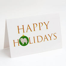 Load image into Gallery viewer, Japanese Spitz Happy Holidays Greeting Cards -  Blank Note Cards – 8-Pack of Artist-Designed Cards with Envelopes