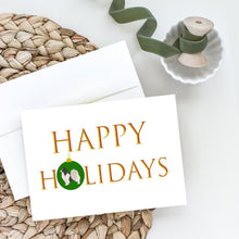 Load image into Gallery viewer, Papillon #2 Happy Holidays Greeting Cards -  Blank Note Cards – 8-Pack of Artist-Designed Cards with Envelopes