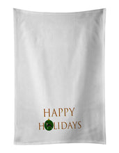 Load image into Gallery viewer, Basenji Happy Holidays White Kitchen Towel Set of 2