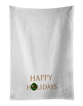 Load image into Gallery viewer, English Bulldog Happy Holidays White Kitchen Towel Set of 2