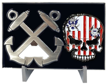 Load image into Gallery viewer, G-020 Huge 4 inch Coast Guard Flag Bottle Opener Challenge Coin Coastie Boatswain's Mate Anchor