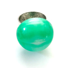 Load image into Gallery viewer, Kelly Green Marbled Moonglow Lucite Silver Cocktail Ring