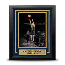 Load image into Gallery viewer, Caitlin Clark Shooting Action Indiana Fever 8" x 10" Framed WNBA Blackout Basketball Photo