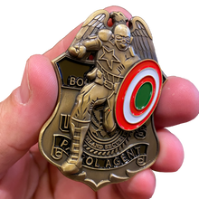 Load image into Gallery viewer, DL7-17 Captain Super Hero inspired Thin Green Line American Flag Challenge Coin CBP Border Patrol Shield