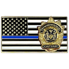 Load image into Gallery viewer, PBX-004-C NYPD Captain New York City Police Department Thin Blue Line Flag Lapel Pin