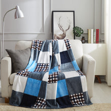 Load image into Gallery viewer, Tache Blue Lake Farmhouse Super Soft Plaid Patchwork Throw Blanket (4024)