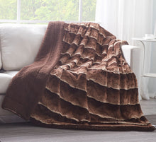 Load image into Gallery viewer, Tache Golden Brown Faux Fur Sherpa Throw Blanket (DY01)