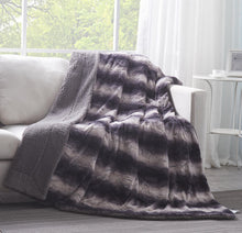 Load image into Gallery viewer, Tache Luxury Black Striped Faux Fur Throw Blanket (DY06)