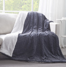 Load image into Gallery viewer, Tache Faux Fur Steel Navy Blue Diamond Trellis Pattern Throw Blanket (3390)