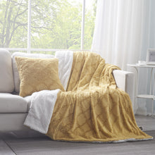 Load image into Gallery viewer, Tache Faux Fur Mustard Yellow Moroccan Lattice Pattern Cushion Cover / Euro Sham (3397)