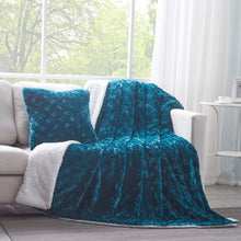 Load image into Gallery viewer, DaDa Bedding Jewel Tones Emerald Green Blue Luxury Faux Fur Throw Pillow Cover (171805)
