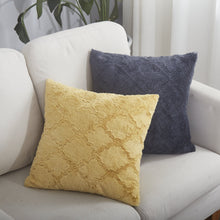 Load image into Gallery viewer, Tache Faux Fur Mustard Yellow Moroccan Lattice Pattern Cushion Cover / Euro Sham (3397)