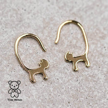 Load image into Gallery viewer, Cat Tail Earrings 18K Yellow Gold Hook Earrings