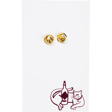 Load image into Gallery viewer, Cats and Wine Make Everything Fine Enamel Pin in Purplish Red and Gold