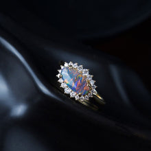 Load image into Gallery viewer, Certificated Black Opal Halo Diamond Engagement Ring 18K Gold