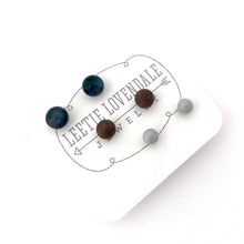 Load image into Gallery viewer, Charcoal Grey and Coffee Brown Tiny Studs Earrings Set