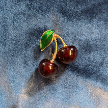 Load image into Gallery viewer, Cheeky Cherries Brooch | 1.45" Wide Pin in Metal Alloy with Gold Finish