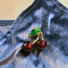 Load image into Gallery viewer, Cheeky Cherries Brooch | 1.45" Wide Pin in Metal Alloy with Gold Finish