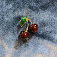 Load image into Gallery viewer, Cheeky Cherries Brooch | 1.45" Wide Pin in Metal Alloy with Gold Finish