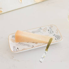 Load image into Gallery viewer, Cheetah Platter With Spreader | Ceramic Serving Dish Plate Tray with Butter Cheese Knife