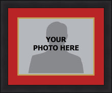 Load image into Gallery viewer, NHL Hockey Photo Picture Frame Kit - Chicago Blackhawks (Red Matting, Gold Trim)