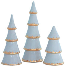 Load image into Gallery viewer, Hydrangea Blue Tiered Christmas Trees with 22K Gold Brushstroke Accent